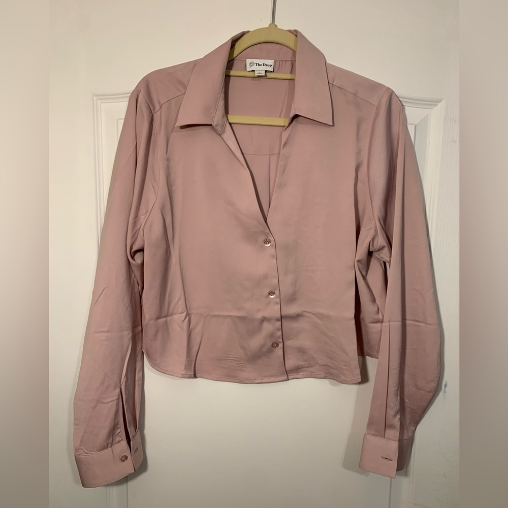 The Drop Harlow Silky Blouse Large - Pre-Owned Excellent Condition -